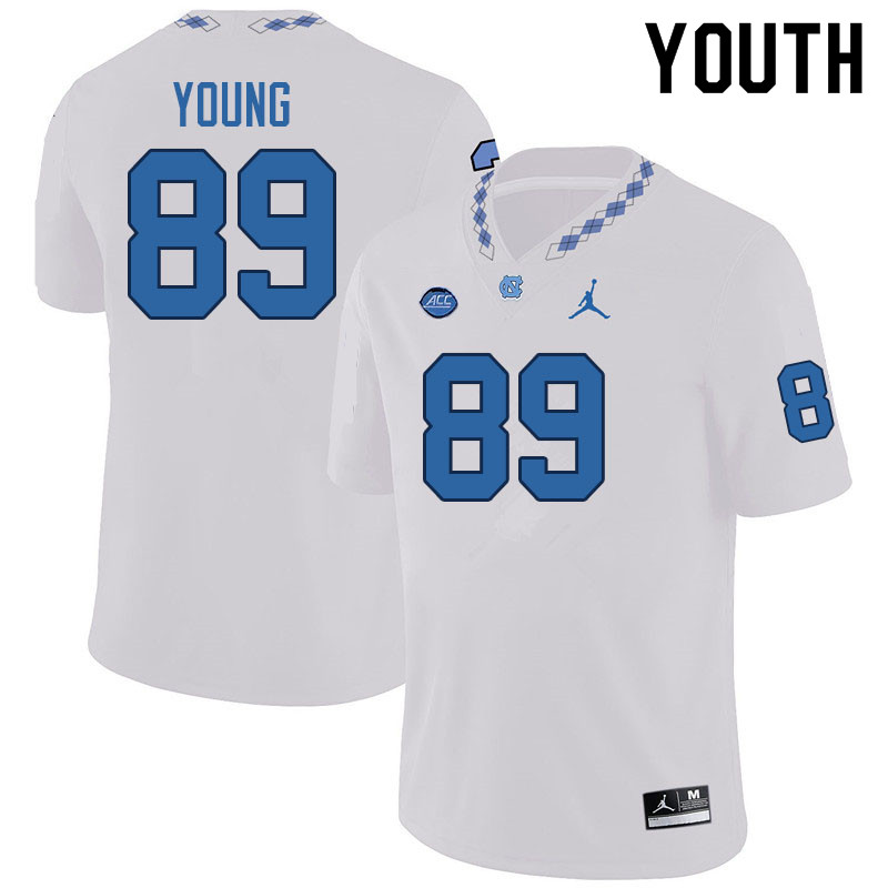 Youth #89 Jake Young North Carolina Tar Heels College Football Jerseys Sale-White